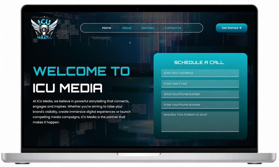 ICU Media Creative Production Laptop Mockup Showcase